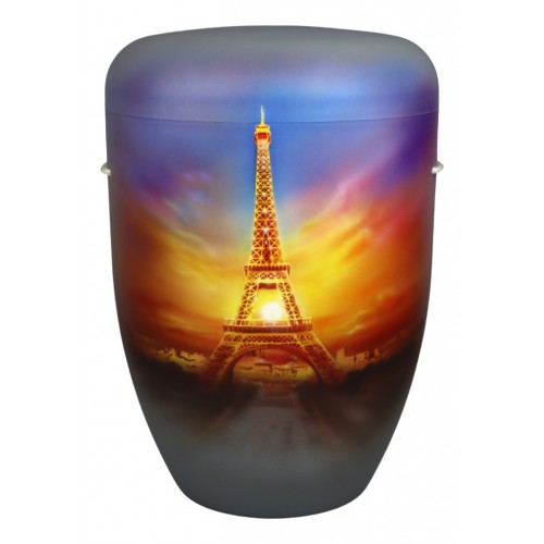 Hand Painted Biodegradable Cremation Ashes Funeral Urn / Casket - Eiffel Tower, Paris, France