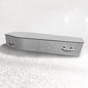 Sparkling Glitter Wooden Coffin – Silver Cloud **LIMITED OFFER - FREE Personalisation & Photo's**