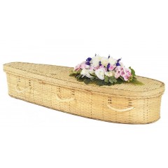  Autumn Gold Natural Soft Bamboo Tribute (Teardrop Curved) Coffin – **Rest In Peace**