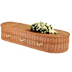 Autumn Gold Natural Buff Imperial Elite Wicker / Willow (Oval) Coffin – Natural Eco-Friendly Funeral