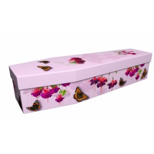 Summer Butterfly with Pink Fuchsia - Floral Design Picture Coffin