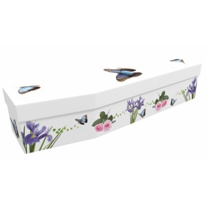 Summer Butterfly with Iris & Roses - Floral Design Picture Coffin