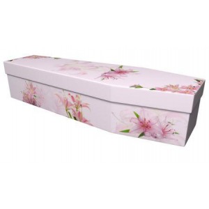 Stunning Lilies - Premium Cardboard Picture Coffin