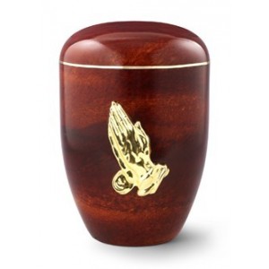 Biodegradable Rosewood Effect ( Praying Hands Design) Cremation Ashes Urn