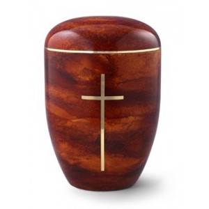 Biodegradable Rosewood Effect (Cross Design) Cremation Ashes Urn
