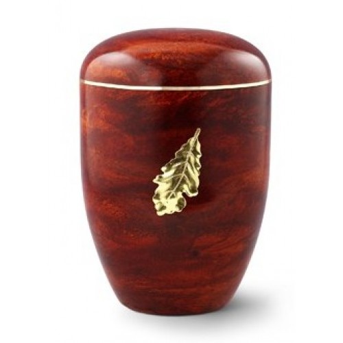 Biodegradable Rosewood Effect ( Oak Leaf Design) Cremation Ashes Urn