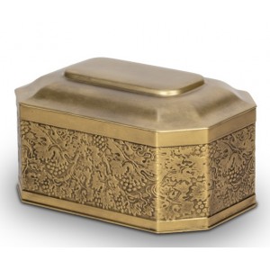 Biodegradable Adult Size Cremation Ashes Funeral Urn / Casket - Noble Gold Vine of Eden Chest