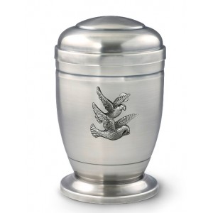 Finest Metal Cremation Ashes Urn - Silverline Edition - Silver Plated Copper – Birds in Flight Motif