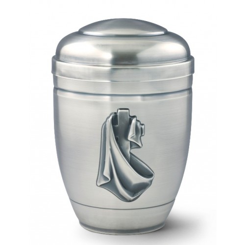 Finest Metal Cremation Ashes Urn - Silverline Edition - Silver Plated Copper – Cross Motif