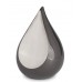 Endlessly Treasured Metal Brass Teardrop Urn - Black with Silver Panel - Unique & Special Tribute