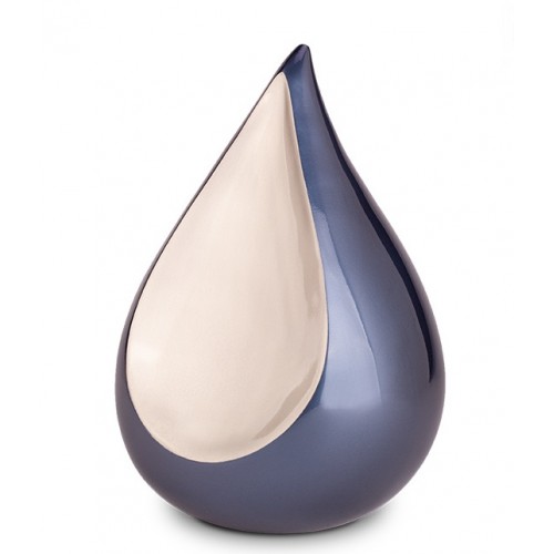 Endlessly Treasured Metal Brass Teardrop Urn – Moondust Blue with Silver colour – Made with Love