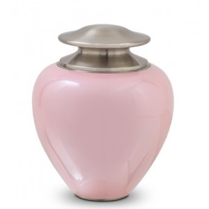 Premium Quality Metal Cremation Ashes Urn – Rose Pink with Silver