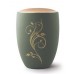 Seville Ceramic Cremation Ashes Urn – Olive with Antique Gold Floral Design & Lid