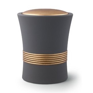 Luxian Ceramic Cremation Ashes Urn – Graphite with Antique Gold Stripes & Lid