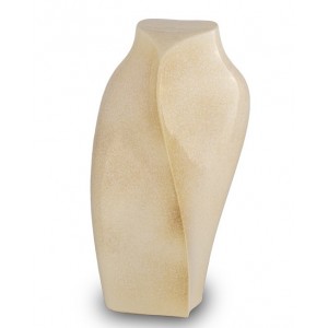Ceramic Cremation Ashes Urn - Embodiment Collection - Heart to Heart - Sandy White and Beige