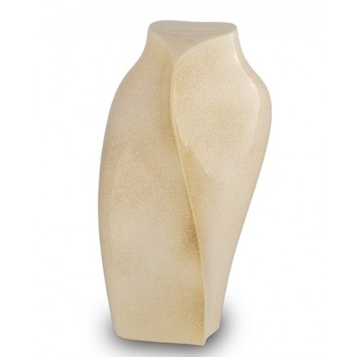 Ceramic Cremation Ashes Urn - Embodiment Collection - Heart to Heart - Sandy White and Beige