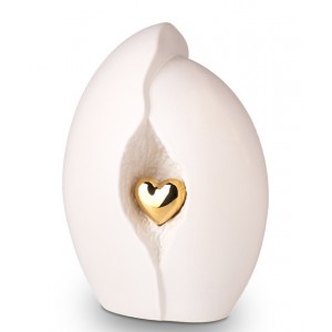 Ceramic Urn (Purity White with Gold Heart Motif)