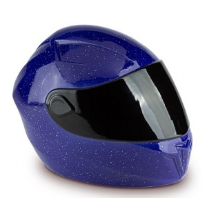Ceramic Cremation Ashes Urn – Adult Biker Motorcycle Motorbike Helmet (Blue) – Fitting Tribute