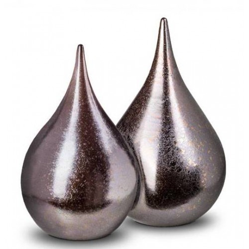 Ceramic Clay Cremation Ashes Urn - Teardrop - Forever Together - Companion (for 2 Adult People)