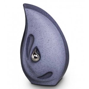 Small Ceramic Cremation Ashes Urn – Eternal House Edition – Blue with Silver Teardrop
