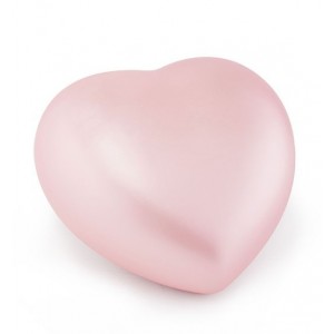 Ceramic Heart Shape Small Cremation Ashes Urn - CHERISHED PINK - Capacity 0.5 Litres