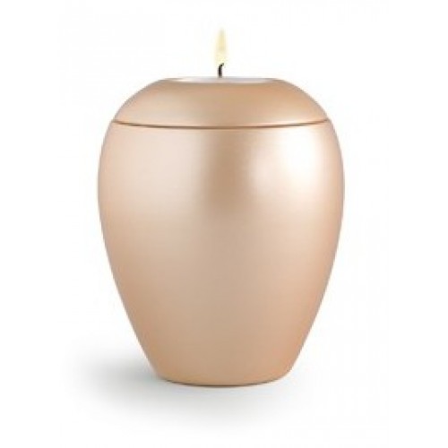 Tealight Holder – Small Ceramic Cremation Ashes Urn - CHERISHED APRICOT