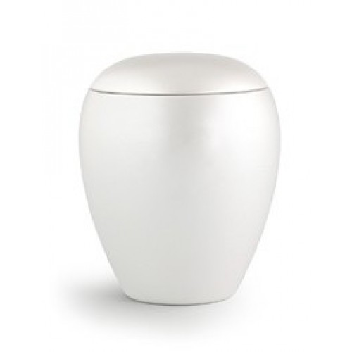 CHERISHED WHITE - Small Ceramic Cremation Ashes Funeral Urn / Casket - Capacity 1.5 Litres