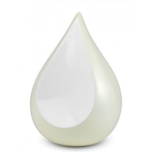 Endlessly Treasured Metal Brass Teardrop Urn - Ivory with White colour - Perfect Tribute