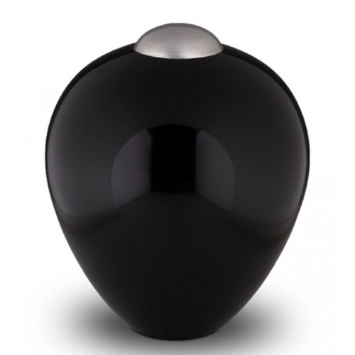 Amore Cremation Ashes Urn - Premium Metal - Onyx and Silver - Glossy Finish