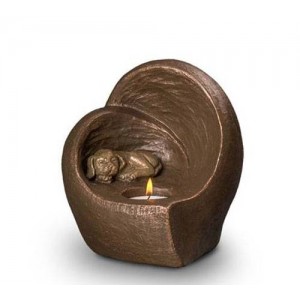 Exclusive Ceramic Cremation Ashes Candle Holder Urn Liquid Bronze – Dog (Capacity 0.5 litres)