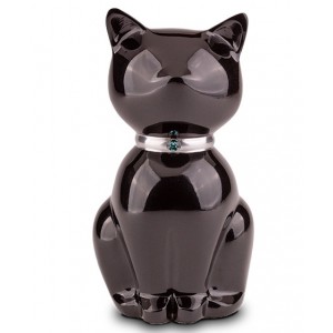 Pet Cat Cremation Ashes Urn – Brass & Aluminium – Capacity 0.6 litres – Black