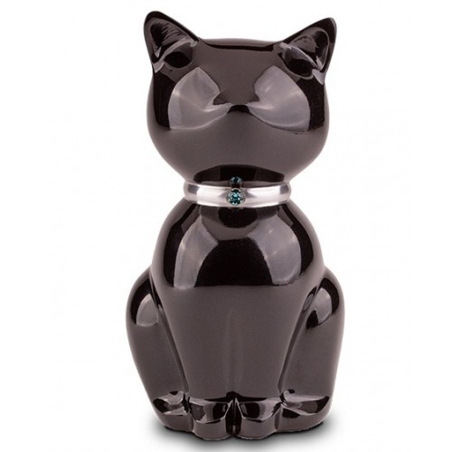 Pet Cat Cremation Ashes Urn – Brass & Aluminium – Capacity 0.6 litres – Black
