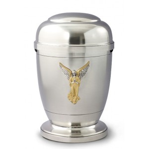 La Leonessa Edition Polished Fine Pewter / Tin Cremation Ashes Urn – Angel Decoration