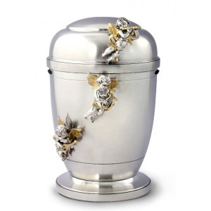 La Leonessa Edition Polished Fine Pewter / Tin Cremation Ashes Urn – Musician Angels Decoration