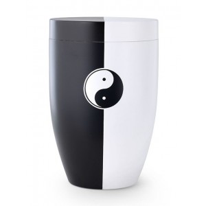 Contemporary Yin & Yang Design Cremation Ashes Urn - Black & White Surface
