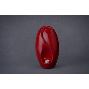 Ceramic (Adult Size) Memorial Candle Holder Cremation Ashes Urn – Eternal Light – Rosso