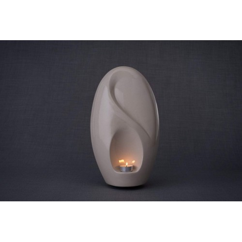 Ceramic (Adult Size) Memorial Candle Holder Cremation Ashes Urn – Eternal Light – Transparent