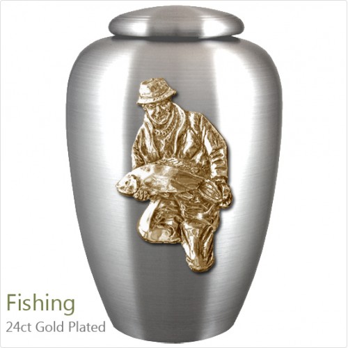 The English Pewter Cremation Ashes Urn – Fisherman / Fishing / Angler