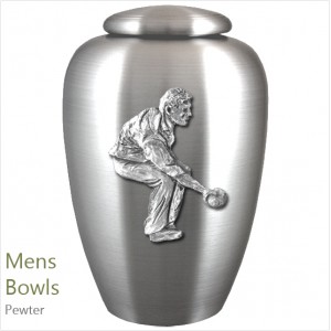 The English Pewter Cremation Ashes Urn – Men’s Bowls / Male Bowler – Solid Pewter Adornment