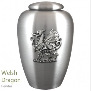 The English Pewter Cremation Ashes Urn – Legendary Welsh Dragon – Solid Pewter Adornment