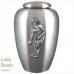The English Pewter Cremation Ashes Urn – Ladies Bowls / Female Bowler – Solid Pewter Adornment
