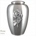 The English Pewter Cremation Ashes Urn – Rose in Full Bloom – Solid Pewter Adornment