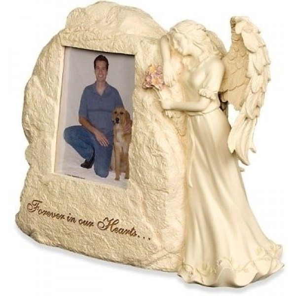 Rock Urn with Angel - Forever In Our Hearts Photo Frame - Weatherproof