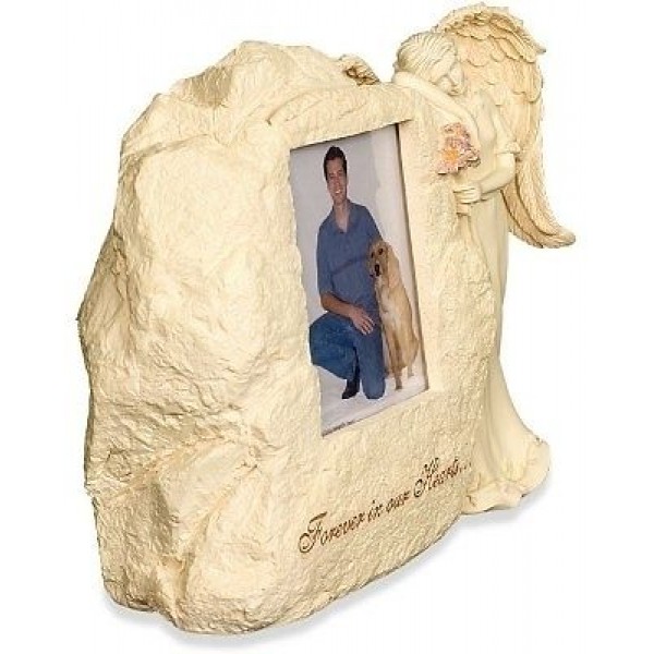 Rock Urn with Angel - Forever In Our Hearts Photo Frame - Weatherproof