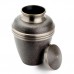  Premium Brass Cremation Ashes Urn – Speckled Midnight Black with Pewter Rings – Intricately Hand Engraved