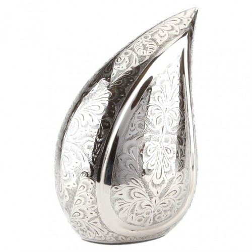Brass Teardrop Cypress Design Adult Cremation Ashes Urn – Intricately Engraved