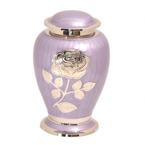 Premium Brass Cremation Ashes Urn – Lavender - Companion (for 2 people) – Hand Engraved Rose Motif