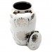 Polished White Enamel with Silver Floral Design Brass Cremation Ashes Urn - Companion Size (6.0 litres)