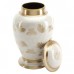 Polished Pearl Enamel with Butterfly Design Brass Cremation Ashes Urn - Companion Size (6.0 litres)