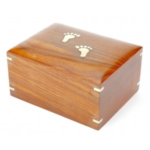 Rosewood (Hardwood) Cremation Ashes Casket – Golden Footprints – Funeral Ash Urn